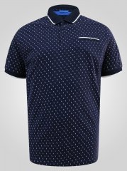 D555 Reid AOP Polo With Jacquard Collar, Pocket And Cuffs Нейви