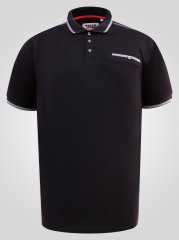 D555 Potts Jersey Polo With Jacquard Collar & Cuffs Черно