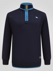 D555 Conway 2 1/4 Zip Neck Fleece Sweatshirt With Bear Logo Нейви