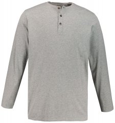 JP1880 702555 Тениска Henley с дълъг ръкав Сиво меланж