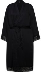 Ulla Popken 834837 Халат кимоно с дантела Черно