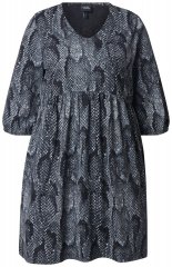 Ulla Popken 844945 Шарена трикотажна рокля Черно