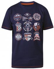 D555 Greenwood Printed Badges Crew Neck T-Shirt Navy