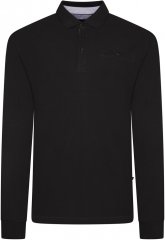 Kam Jeans 5508 LS Pique Polo with Jacquard Collar/Cuffs Black