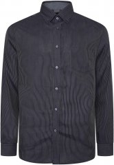 Kam Jeans 6300 Long Sleeve Dobby Stripe Shirt Dark Grey