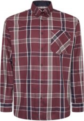 Kam Jeans P038 LS Premium Cotton Check Shirt Wine