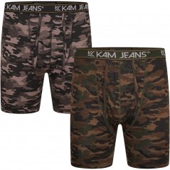 Kam Jeans 813 Camo Print Boxers Charcoal Khaki