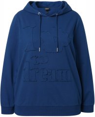 Ulla Popken Applique Lettering Hooded Sweatshirt Dark Blue