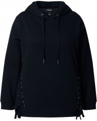 Ulla Popken Decorative Lace-Up Hoodie Black