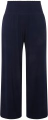 Ulla Popken Wide Leg Smocked Waist Knit Pants Night Blue