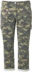 Ulla Popken Camo Boyfriend Pants Olive Grey