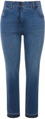 Ulla Popken Fringed Hem Stretch Fit Jeans Denim Blue