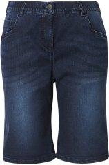 Ulla Popken Denim Wide Leg Elastic Waist Bermuda Shorts Denim Blue