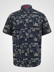 D555 Rick Geometric Print Short Sleeve Shirt Navy