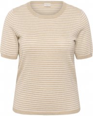Kaffe Curve Lizzy Knit T-Shirt Feather Melange/Chalk Fine Stripe