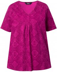 Ulla Popken Snake Print V-Neck Tee Magnolia Red