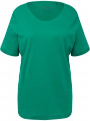 Ulla Popken Double Layer Rounded V-Neck Slim Fit Tee Emerald