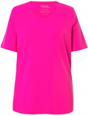 Ulla Popken Essential Round Neck Stretch Tee Magenta Pink