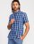 D555 Walcot Check Button Down Collar S/S Shirt Navy - Ризи - мъжки ризи големи размери