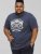 D555 COOK Trio Of Skulls Printed Crew Neck T-Shirt Slate Blue - Тениски - мъжки тениски големи размери
