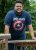 D555 ROGERS Official Captain America Printed T-Shirt Dark Navy - Тениски - мъжки тениски големи размери