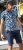 D555 Halifax AOP Hawaiian Print Short Sleeve Polo Blue - Тениски - мъжки тениски големи размери