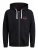 Jack & Jones JJSTAMP ZIP Hoodie Black - Суичъри & cуичъри с качулка - мъжки суичъри големи размери