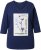 Ulla Popken Decorative Plant 3/4 Sleeve T-Shirt Ink Blue - Печатни тениски за жени - 