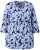 Ulla Popken Floral Print 3/4 Sleeve V-Neck Tee Navy Blue - Печатни тениски за жени - 
