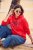 Ulla Popken TRUE Lettering Hoodie Neon Red - Суичъри & cуичъри с качулка - 