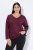 Ulla Popken Back To Basics V-Neck Relaxed Fit Cotton Tee Dark Berry - Тениски - Дамски тениски