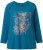 Ulla Popken Inverted Seam Long Sleeve Graphic Tee Teal - Печатни тениски за жени - 