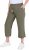 Ulla Popken Cool Linen Elastic Waist Capri Pants Loden Green - Дамски Дънки & Панталони в Големи Размери – Plus Size - 