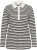 Kaffe Curve Miana Long Sleeve Polo Chalk with Black Stripe - Поло тениски - 