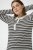 Kaffe Curve Miana Long Sleeve Polo Chalk with Black Stripe - Поло тениски - 