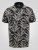 D555 Palmer Leaf Printed Jacquard Collar & Cuff Chest Pocket Polo Black - Поло тениски - мъжки тениски с яка големи размери