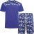 Kam Jeans 5002 Palm Tree Panel Tee And Short Set Electric Blue - Тениски - мъжки тениски големи размери