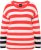 Ulla Popken Mixed Stripe Long Sleeve Sweater Hibiscus Red - Суичъри & cуичъри с качулка - 
