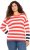 Ulla Popken Mixed Stripe Long Sleeve Sweater Hibiscus Red - Суичъри & cуичъри с качулка - 
