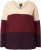 Ulla Popken Cable Knit Block Stripe V-Neck Sweater Dark Ruby - Суичъри & cуичъри с качулка - 
