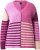 Ulla Popken Patchwork Striped Long Sleeve V-Neck Sweater Raspberry - Суичъри & cуичъри с качулка - 
