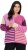 Ulla Popken Patchwork Striped Long Sleeve V-Neck Sweater Raspberry - Суичъри & cуичъри с качулка - 