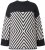 Ulla Popken Graphic Stripe Long Sleeve Turtleneck Sweater Black - Суичъри & cуичъри с качулка - 