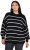 Ulla Popken Oversized Striped Balloon Sleeve Sweater Black - Суичъри & cуичъри с качулка - 