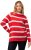 Ulla Popken Stripe Fine Knit Turtleneck Sweater Light Red - Суичъри & cуичъри с качулка - 