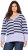 Ulla Popken Split Stripe Long Sleeve V-Neck Sweater Blue Grey - Суичъри & cуичъри с качулка - 