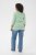 Kaffe Curve Lia Boatneck 3/4 T-Shirt Chalk/Bright Green - Тениски и топове - 