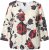 Ulla Popken Rose Print Faux Wrap Top Off-White - Тениски - 
