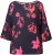 Ulla Popken Botanical Print Cold Shoulder Top Black - Тениски - 