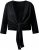 Ulla Popken Versatile Surplice Wrap Tie Hem Bolero Top Black - Тениски - 